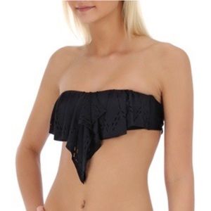 L Space Black Flutter Bye Bandeau Top Size Large